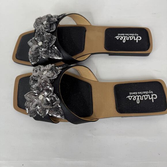 Charles David Ordly Slide Sandal Sparkling Sequins Floral Appliqués Size 8.5 - Picture 6 of 9